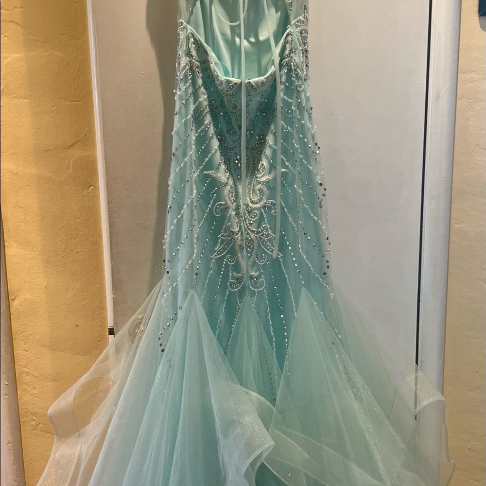 Turquoise beaded mermaid special occasion dress